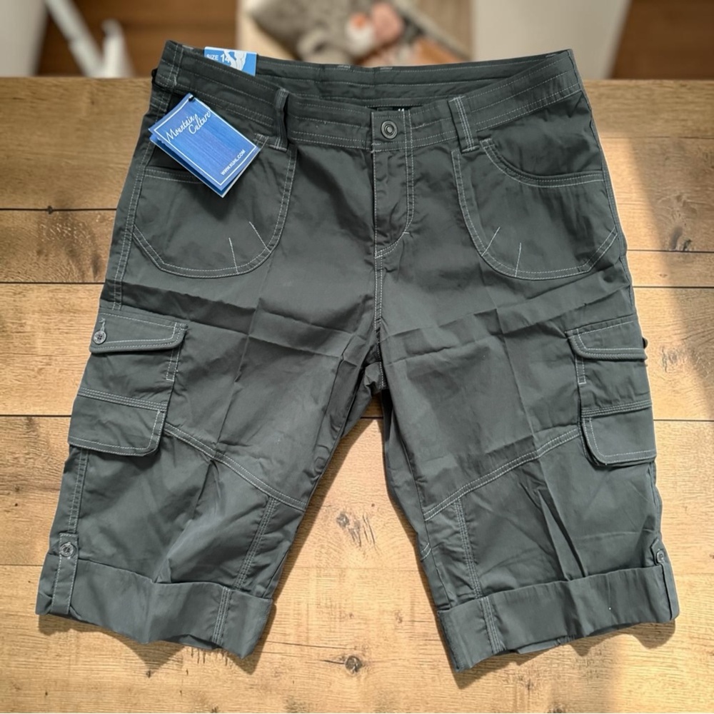 NWT Kuhl Resistor Cargo Shorts Charcoal Grey Kuhlkurve Hiking Trek Camp Women 14